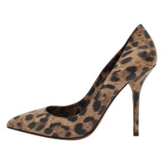 Dolce & Gabbana Brown Leopard Print Leather Pumps Size 39