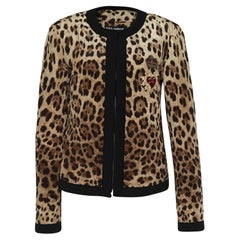 Dolce & Gabbana Brown Leopard Print Quilted Jacket M