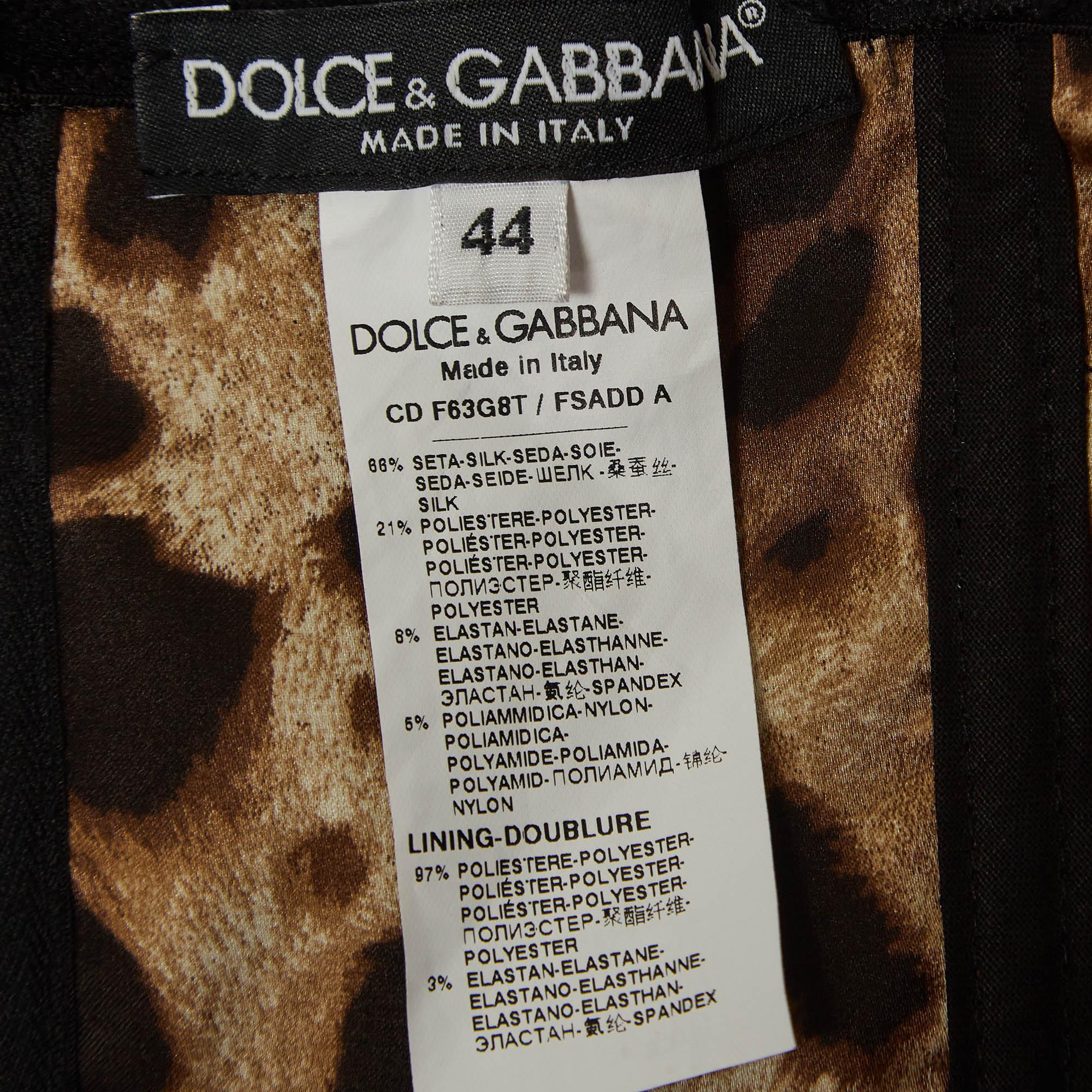 Dolce & Gabbana Brown Leopard Print Silk Blend Corset Strappy Mini Dress M Pour femmes en vente