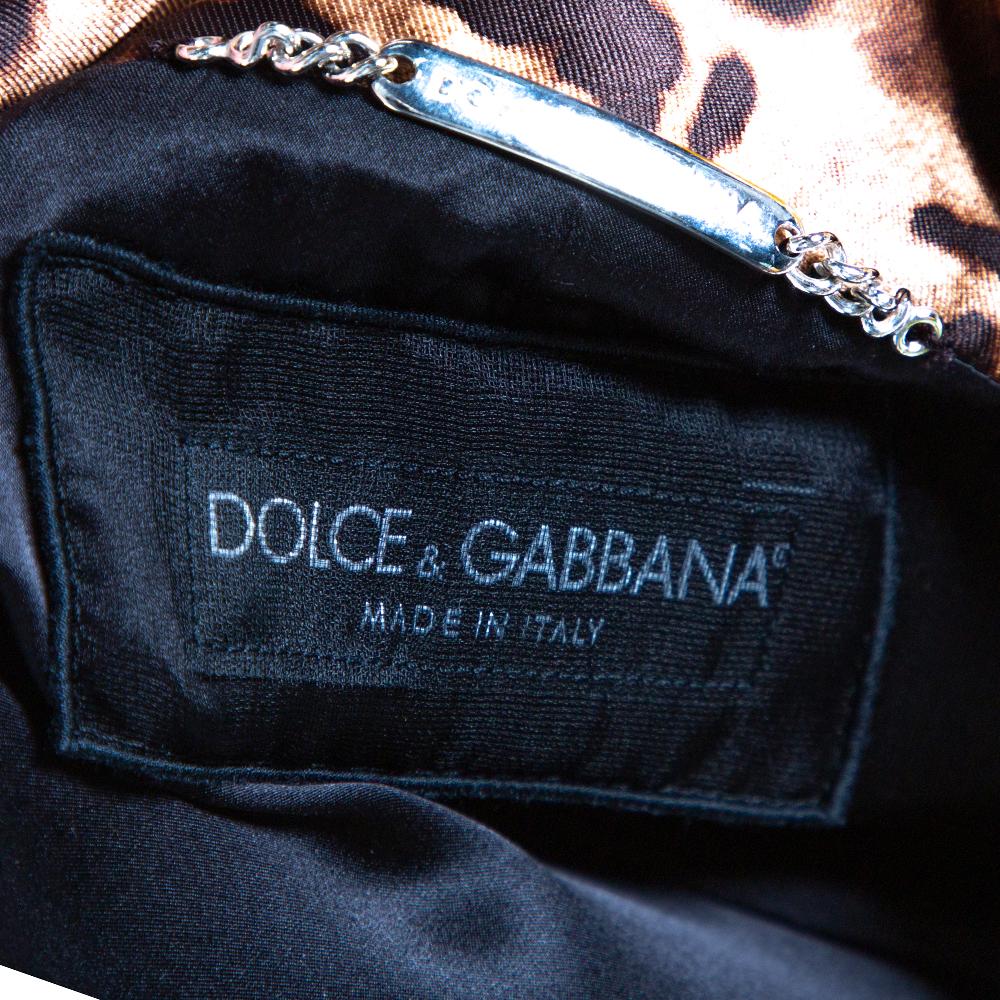 Women's Dolce & Gabbana Brown Leopard Printed Silk Cropped Bolero Jacket M