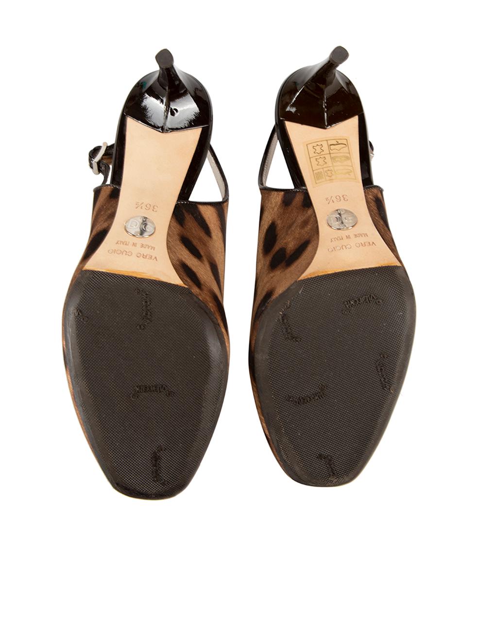 Women's Dolce & Gabbana Brown Leopard Slingback Heels Size IT 36.5 For Sale