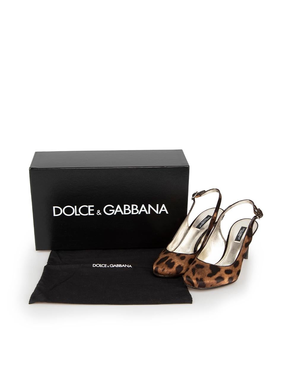 Dolce & Gabbana Brown Leopard Slingback Heels Size IT 36.5 en vente 1