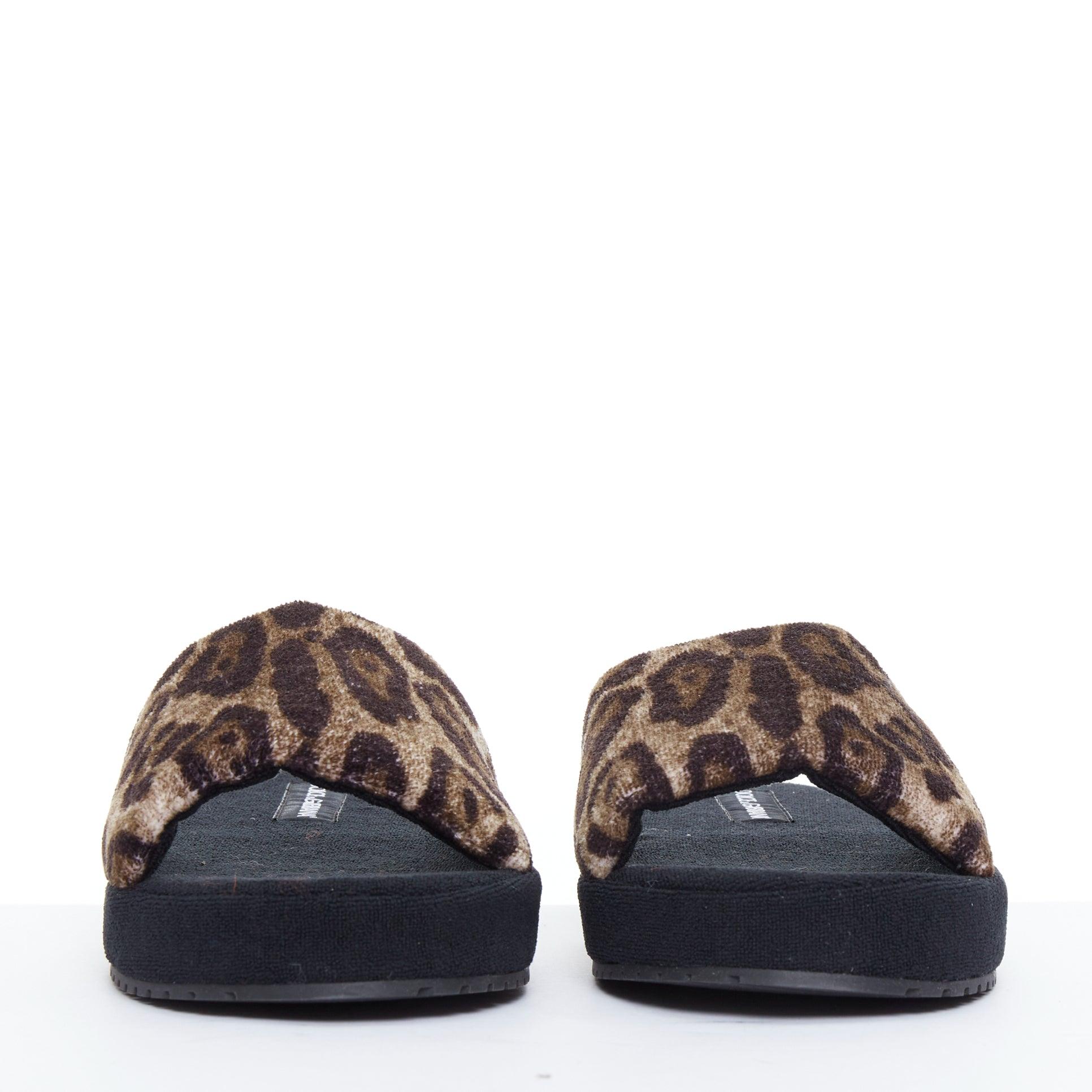 DOLCE GABBANA Brown lopard towelling padded foam slides slippers EU41 Bon état - En vente à Hong Kong, NT