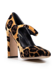 Dolce & Gabbana Brown Leopard Velvet Mary Jane Size IT 37