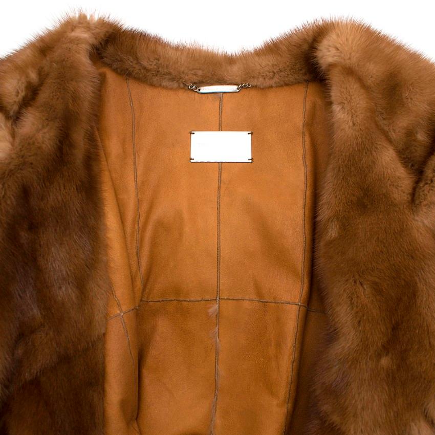 Dolce & Gabbana Brown Mink Fur Fringe Cape Wrap Coat XXS In Excellent Condition In London, GB
