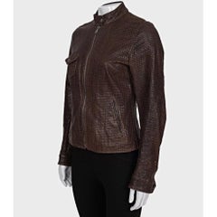 Dolce & Gabbana Brown Perforated Leather Jacket  Sz.42