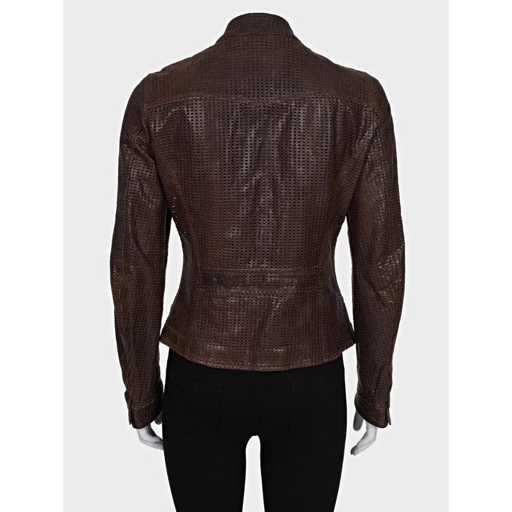 Chaqueta de piel perforada Dolce & Gabbana Marrón  Sz.42 Negro en venta