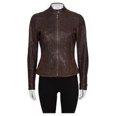 Dolce & Gabbana - Giacca in pelle traforata marrone  Sz.42