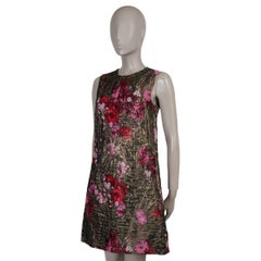 DOLCE & GABBANA brown pink 2017 FLROAL JACQUARD Dress 42 M