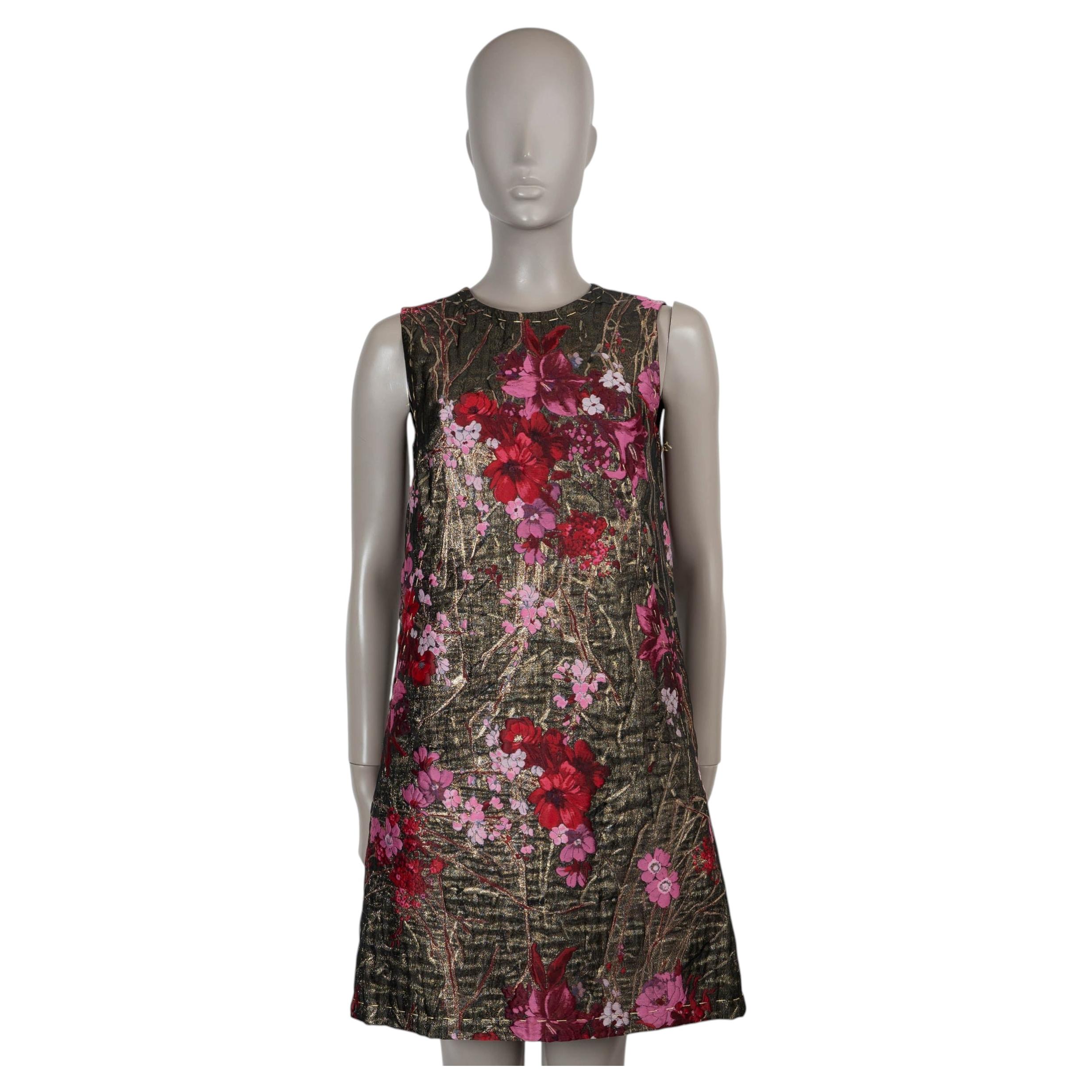 DOLCE & GABBANA marron rose 2017 FLROAL JACQUARD Robe 42 M. en vente