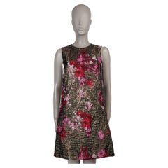 DOLCE & GABBANA brown pink 2017 FLROAL JACQUARD Dress 42 M
