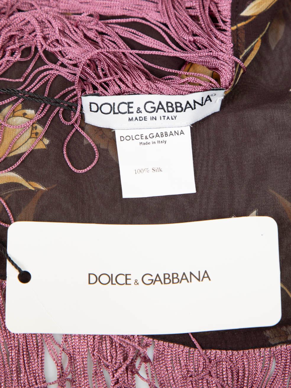 Dolce & Gabbana Brown & Pink Floral Scarf For Sale 2