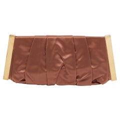 Dolce & Gabbana Braune plissierte Satin-Clutch mit Miss Lady-Rahmen