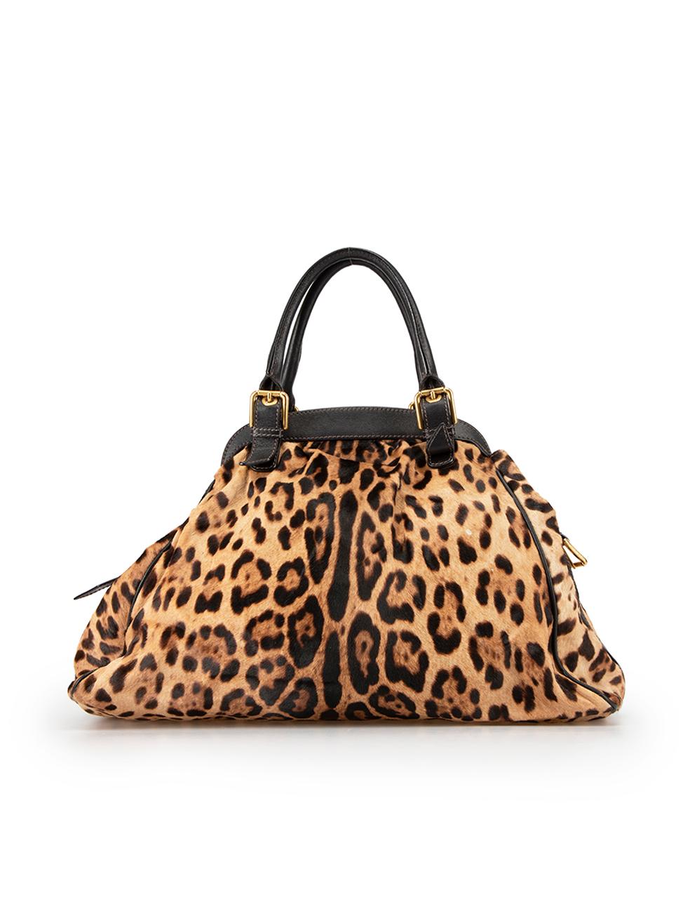 Dolce & Gabbana Brown Pony Hair Leopard Handbag In Good Condition For Sale In London, GB