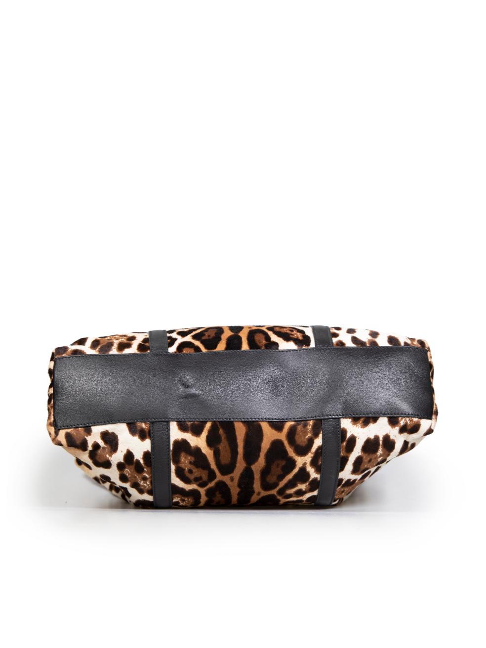 Women's Dolce & Gabbana Brown Ponyhair Leopard Miss Pen Tote Bag
