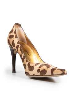 Dolce & Gabbana Brown Ponyhair Leopard Print Pumps Size IT 38.5