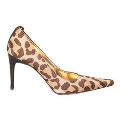 Dolce & Gabbana Brown Ponyhair Leopard Print Pumps Size IT 38.5