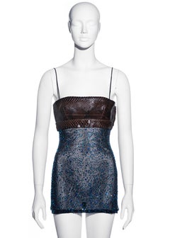 Dolce & Gabbana brown python and blue crystal gem micro mini dress, ss 2005