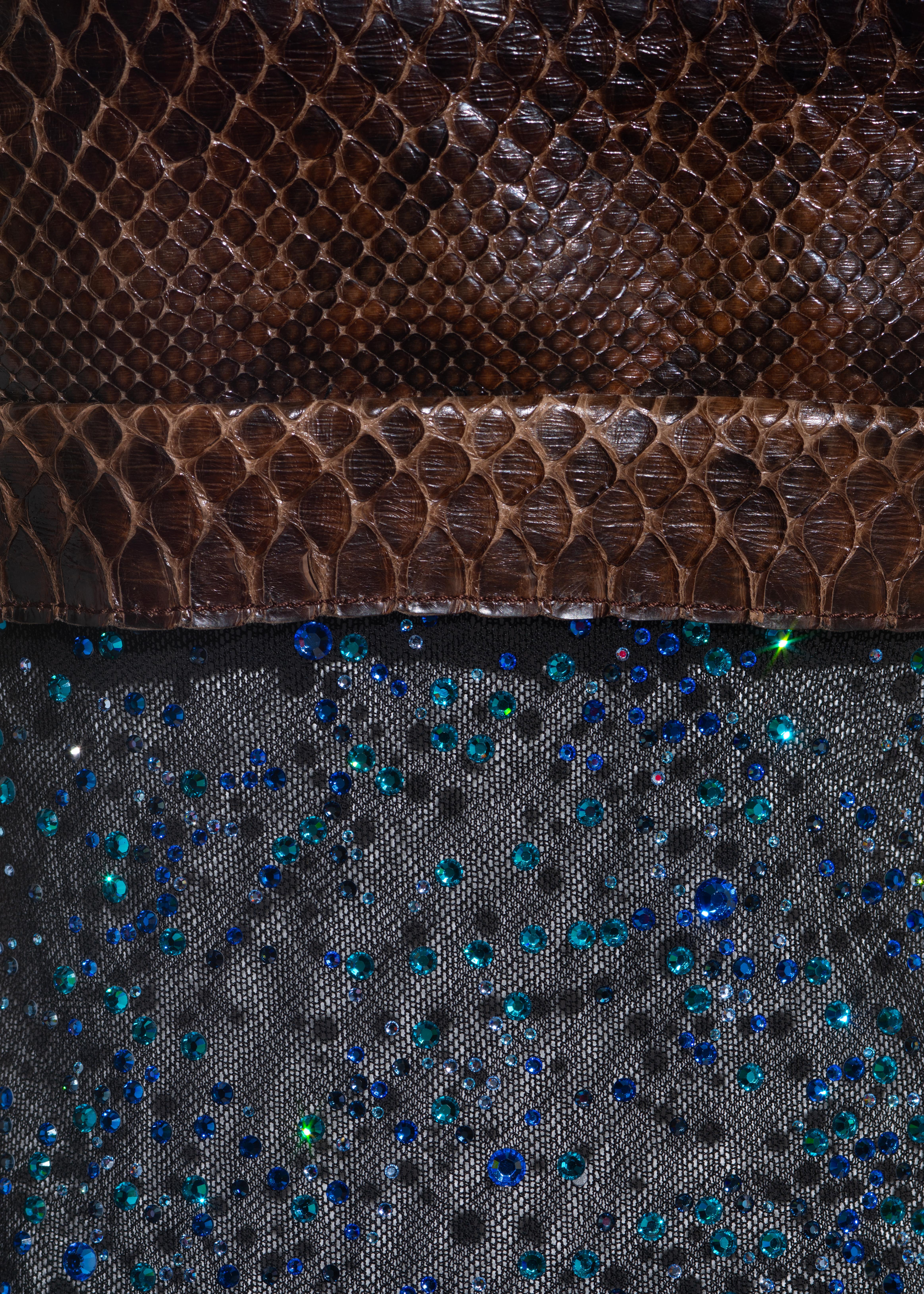 Dolce & Gabbana brown python and blue crystal gem micro mini dress, ss 2005 1