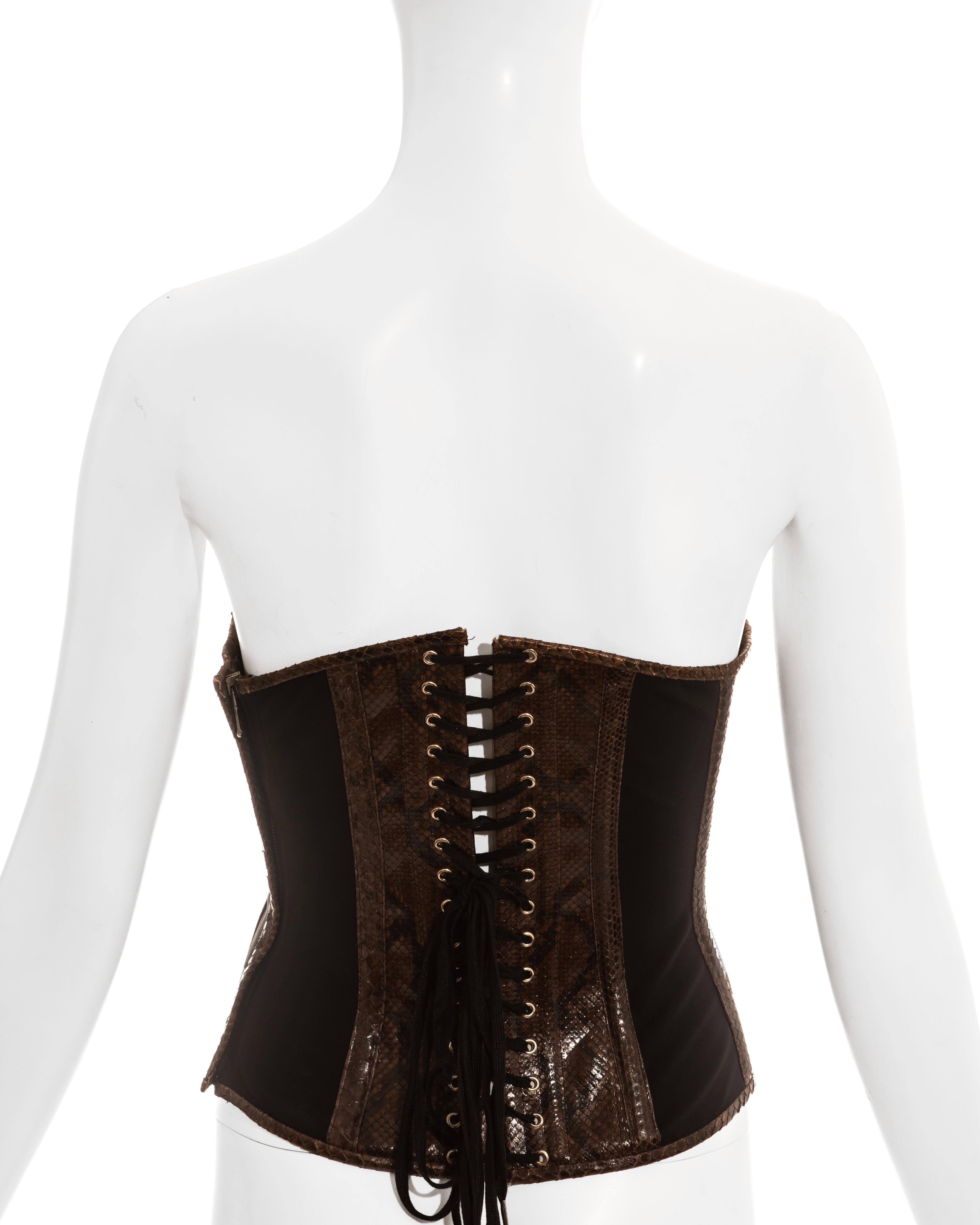 Women's Dolce & Gabbana brown python bustier corset, ss 2005