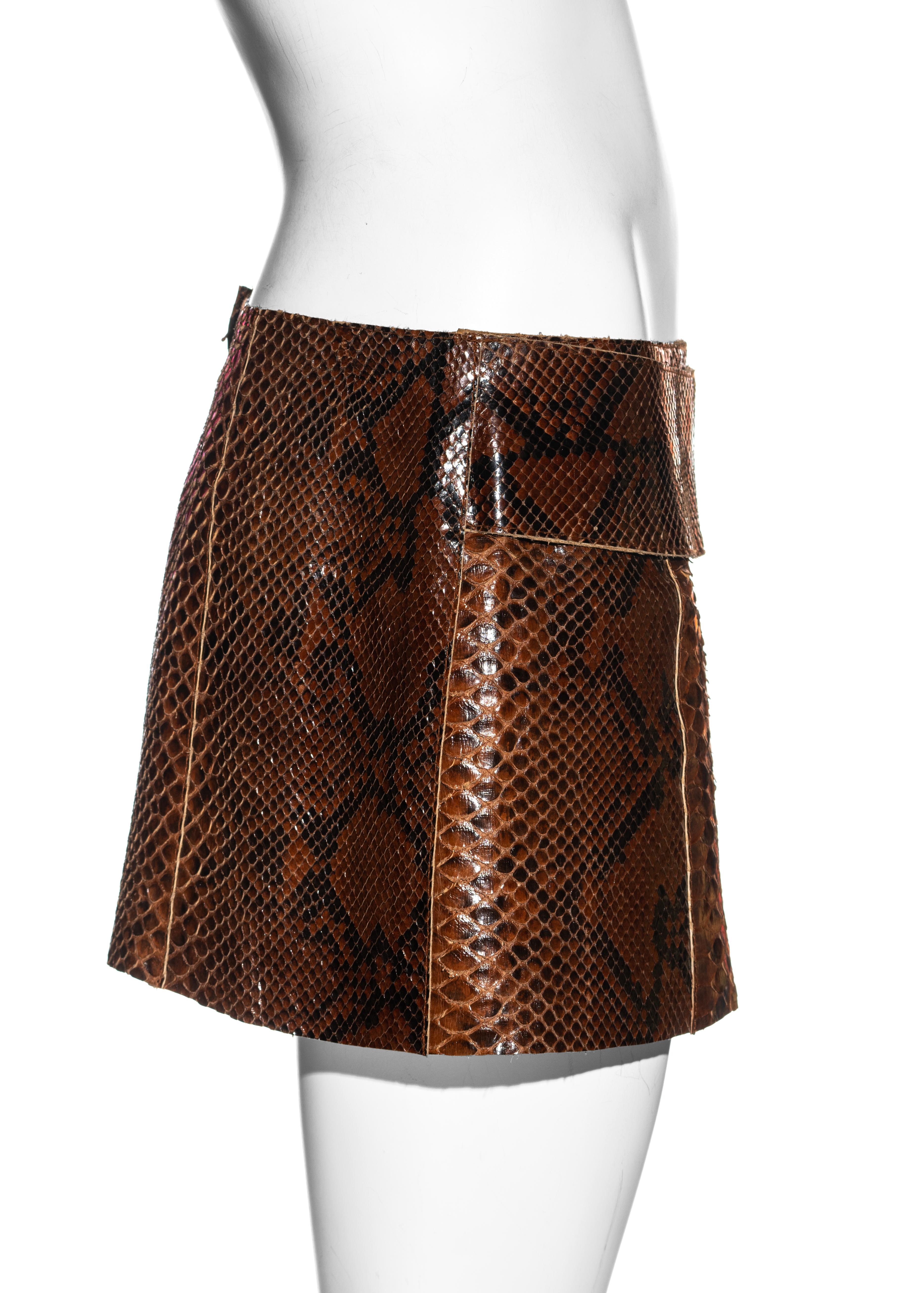 Dolce & Gabbana brown python mini skirt, ss 2000 In Excellent Condition In London, GB