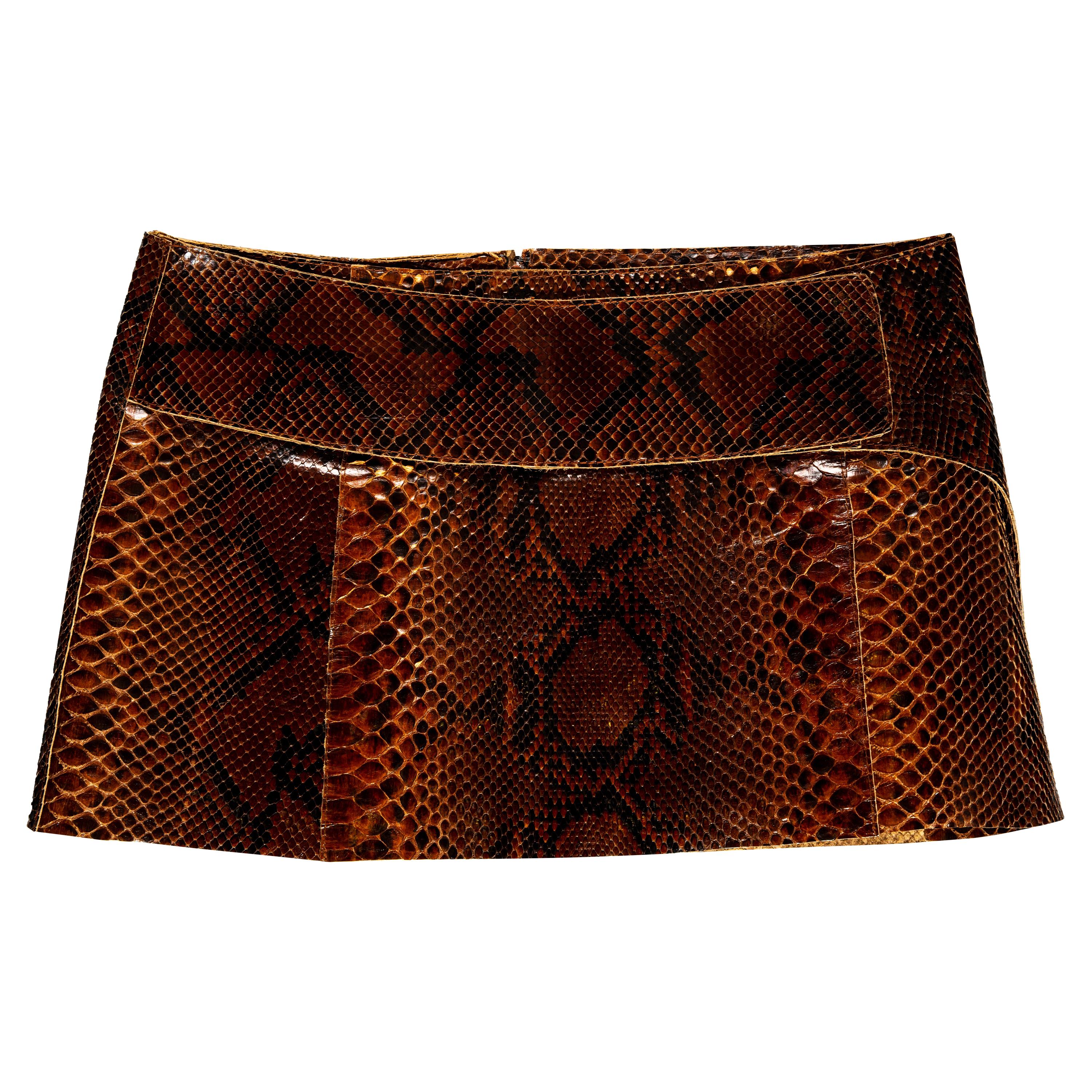 Dolce & Gabbana brown python mini skirt, ss 2000