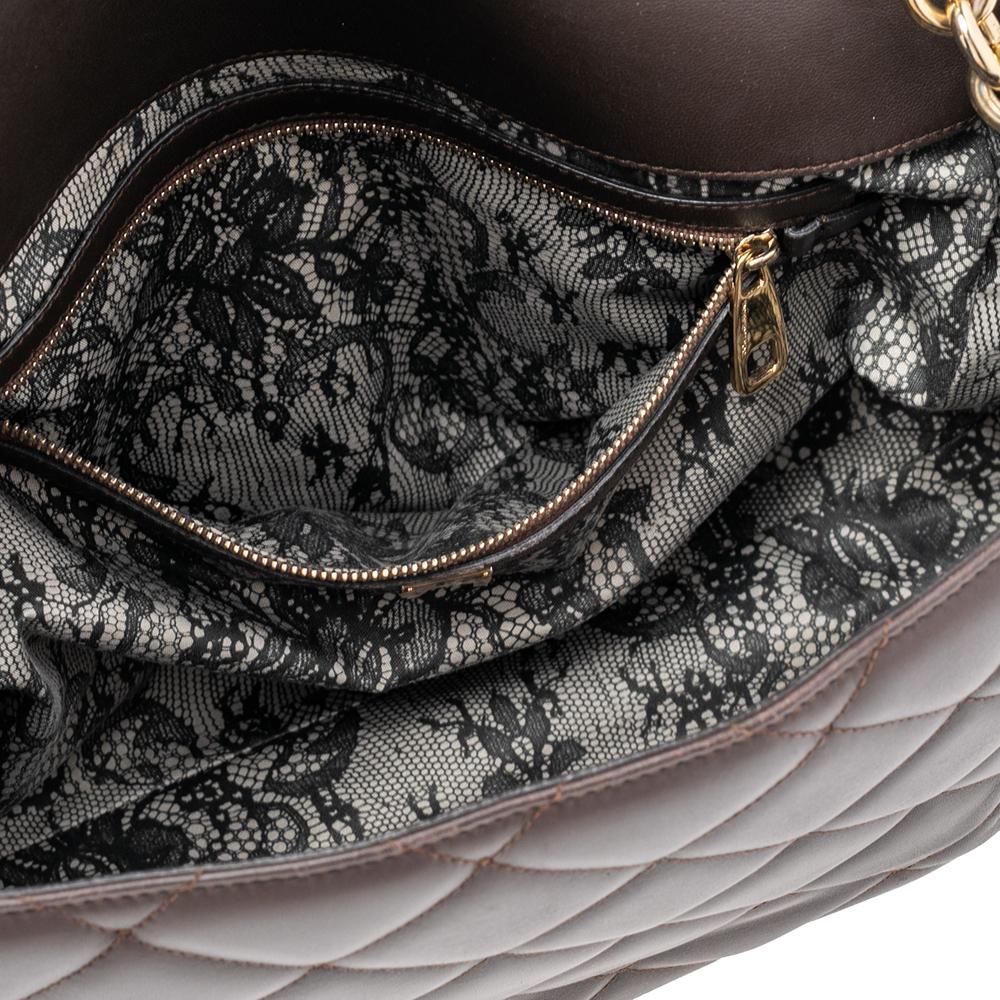 Dolce & Gabbana Brown Quilted Leather Miss Kate Shoulder Bag In Good Condition In Dubai, Al Qouz 2