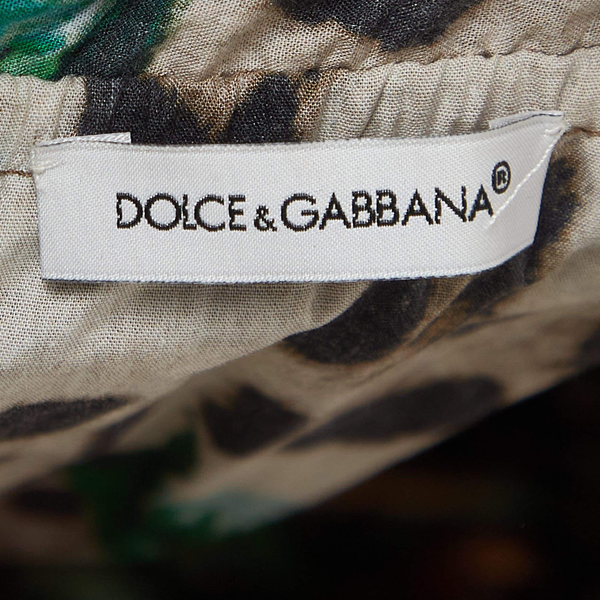Dolce & Gabbana Brown Rose Leopard Print Cotton Poplin Dress (6 Yrs) In Excellent Condition For Sale In Dubai, Al Qouz 2
