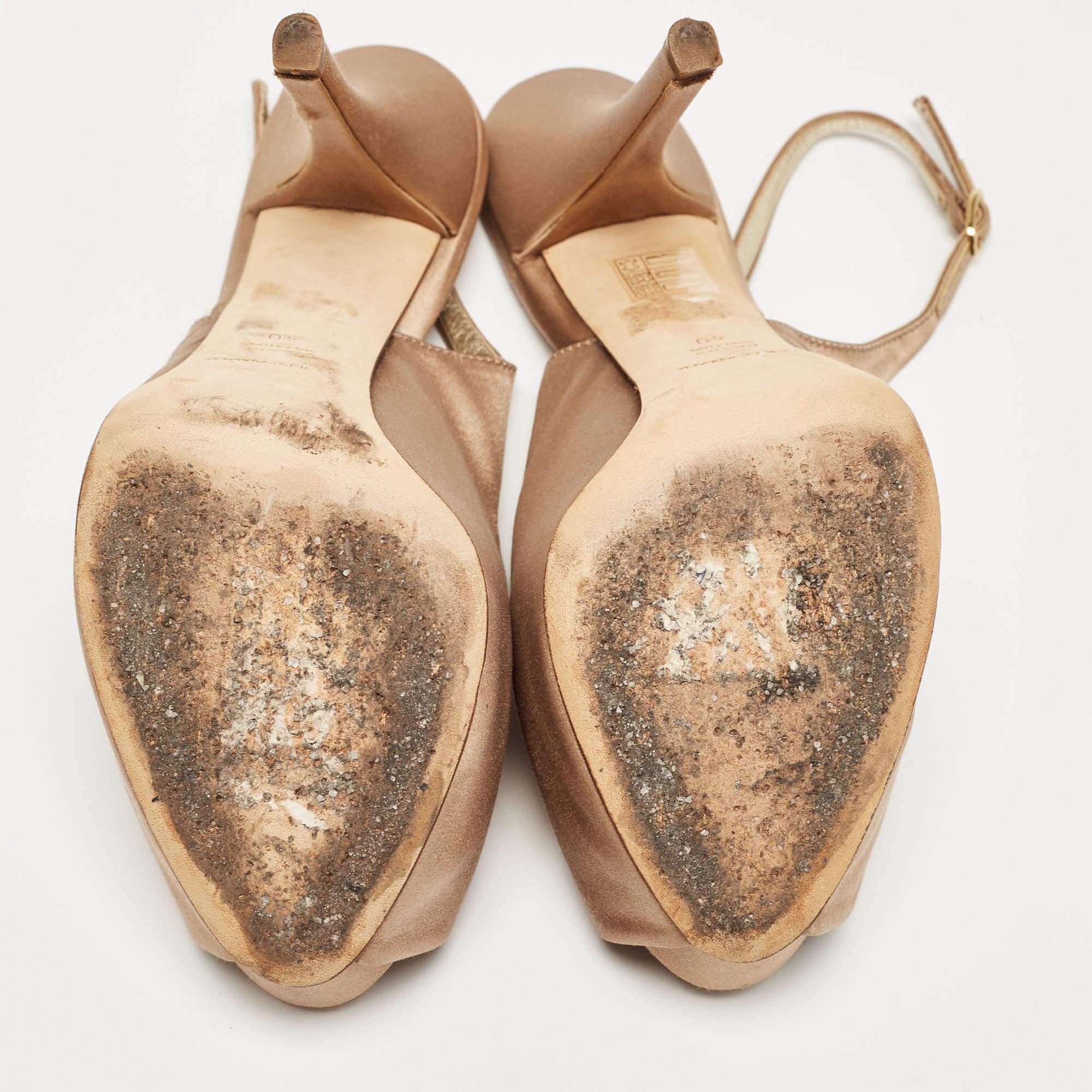 Dolce & Gabbana Brown Satin  Slingback Pumps Size 40 For Sale 3