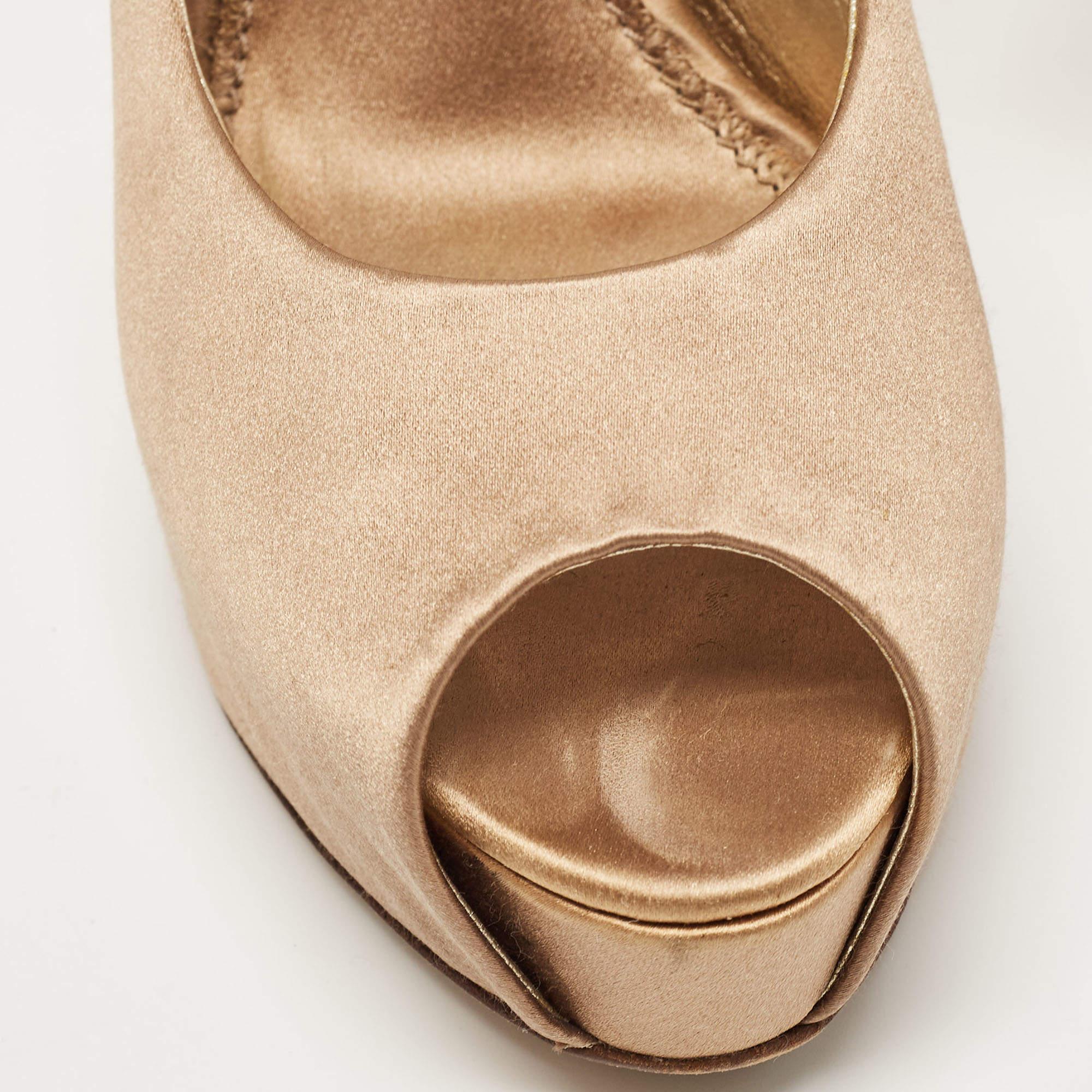 Dolce & Gabbana Brown Satin  Slingback Pumps Size 40 For Sale 4