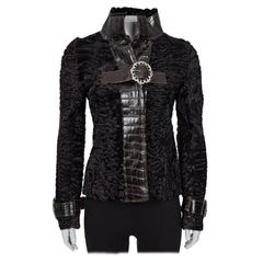 Dolce & Gabbana - Giacca marrone con cristalli di Shearling  Sz.40 L