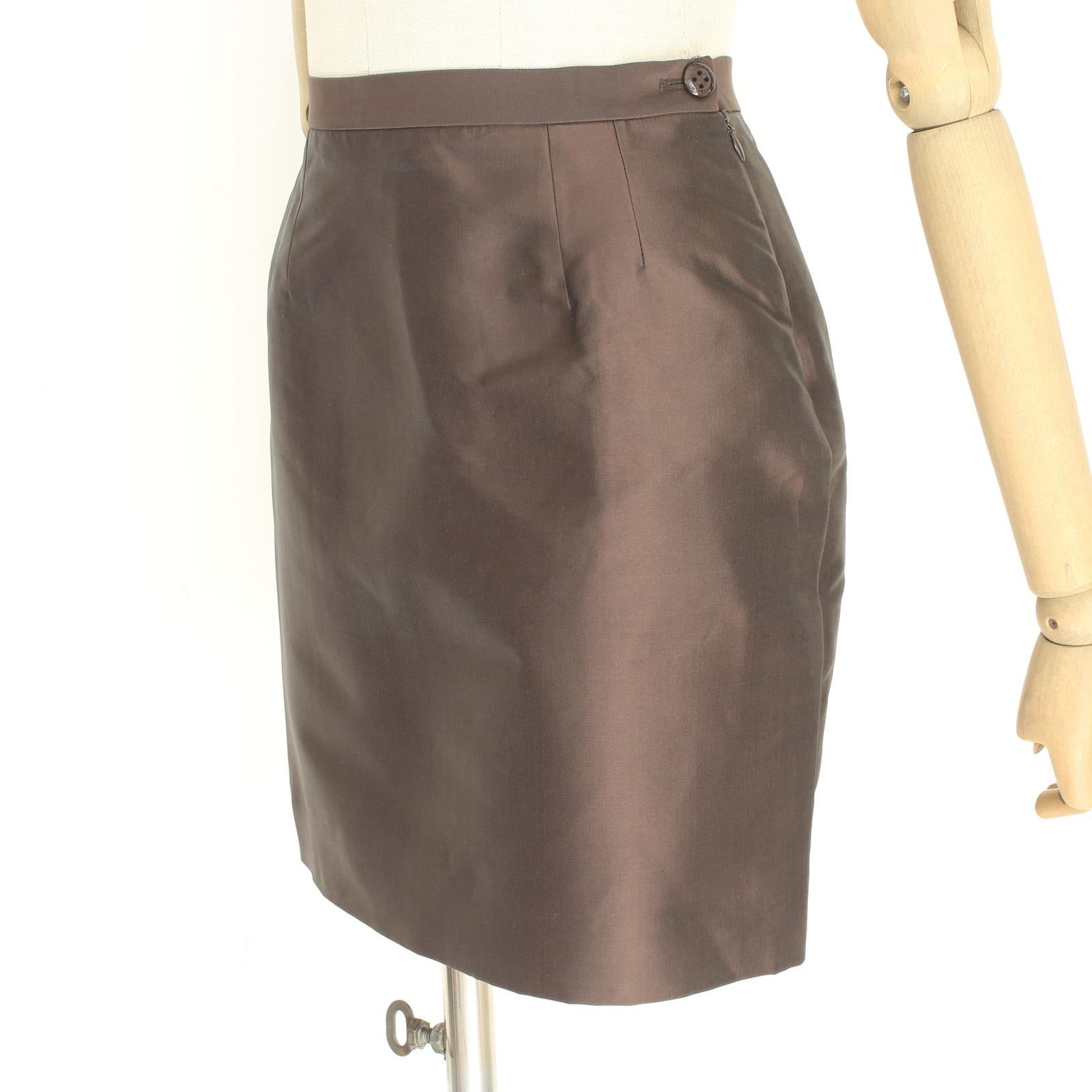 Dolce & Gabbana Brown Silk Elegant Skirt Suit 2000s 5