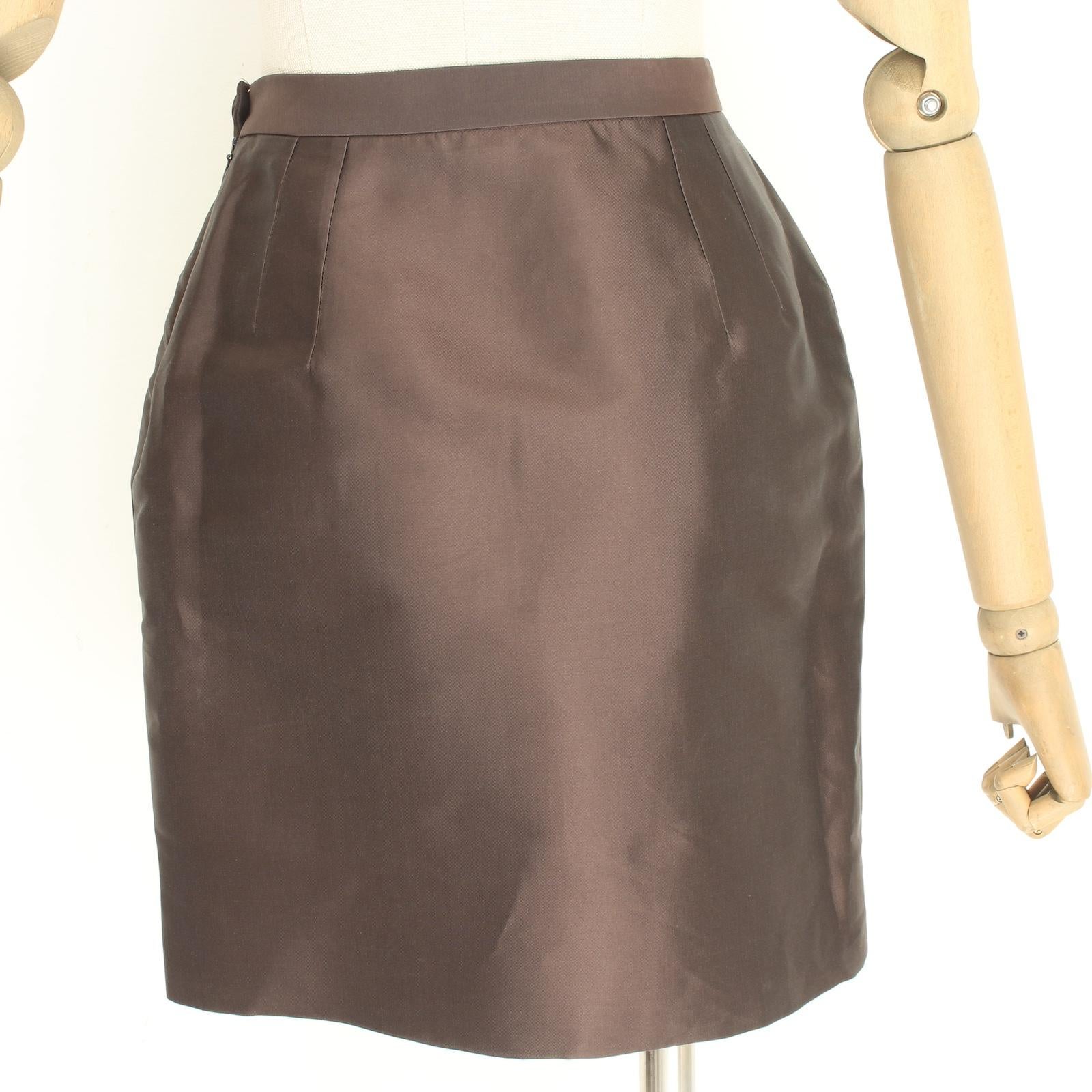 Dolce & Gabbana Brown Silk Elegant Skirt Suit 2000s 6