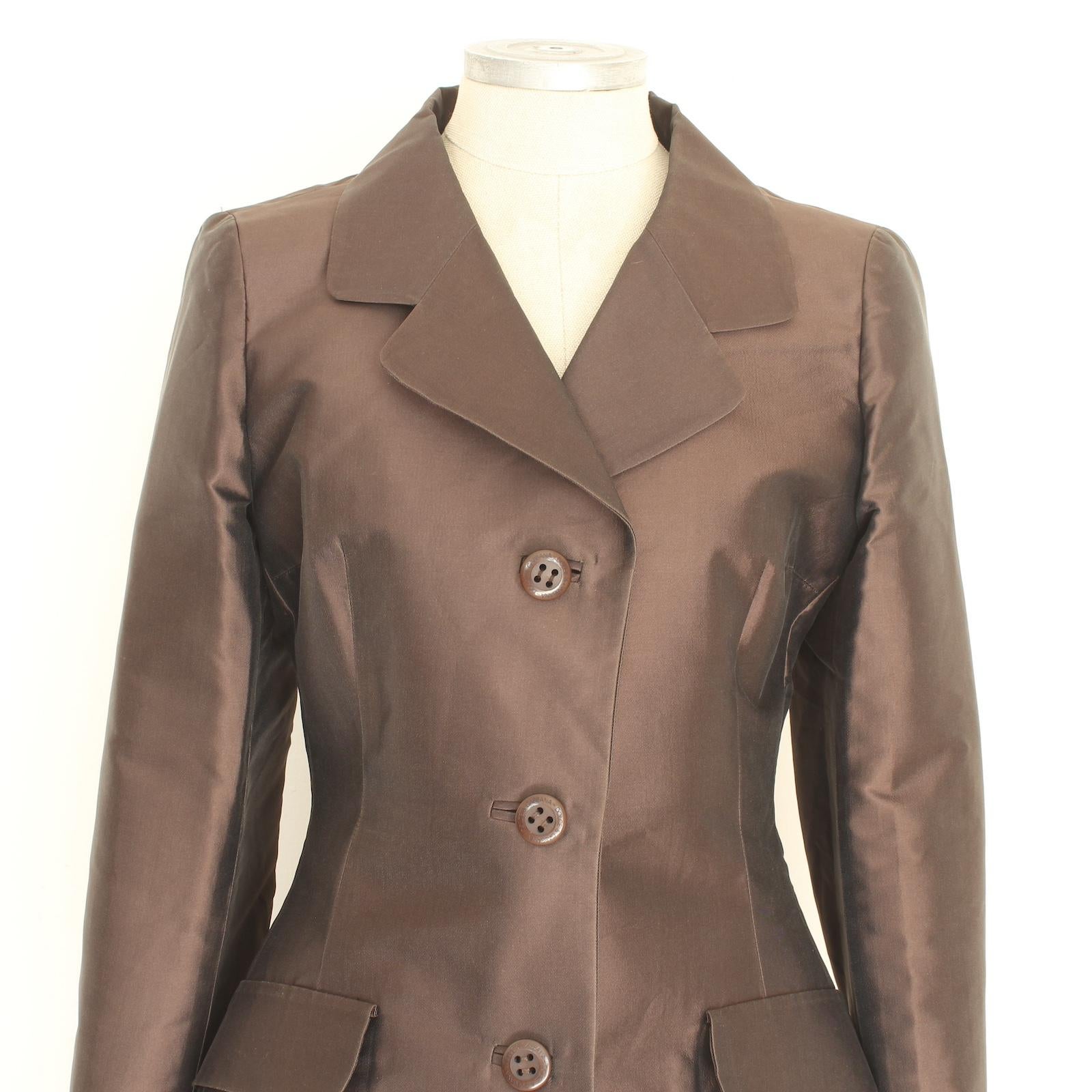 Dolce & Gabbana Brown Silk Elegant Skirt Suit 2000s 3