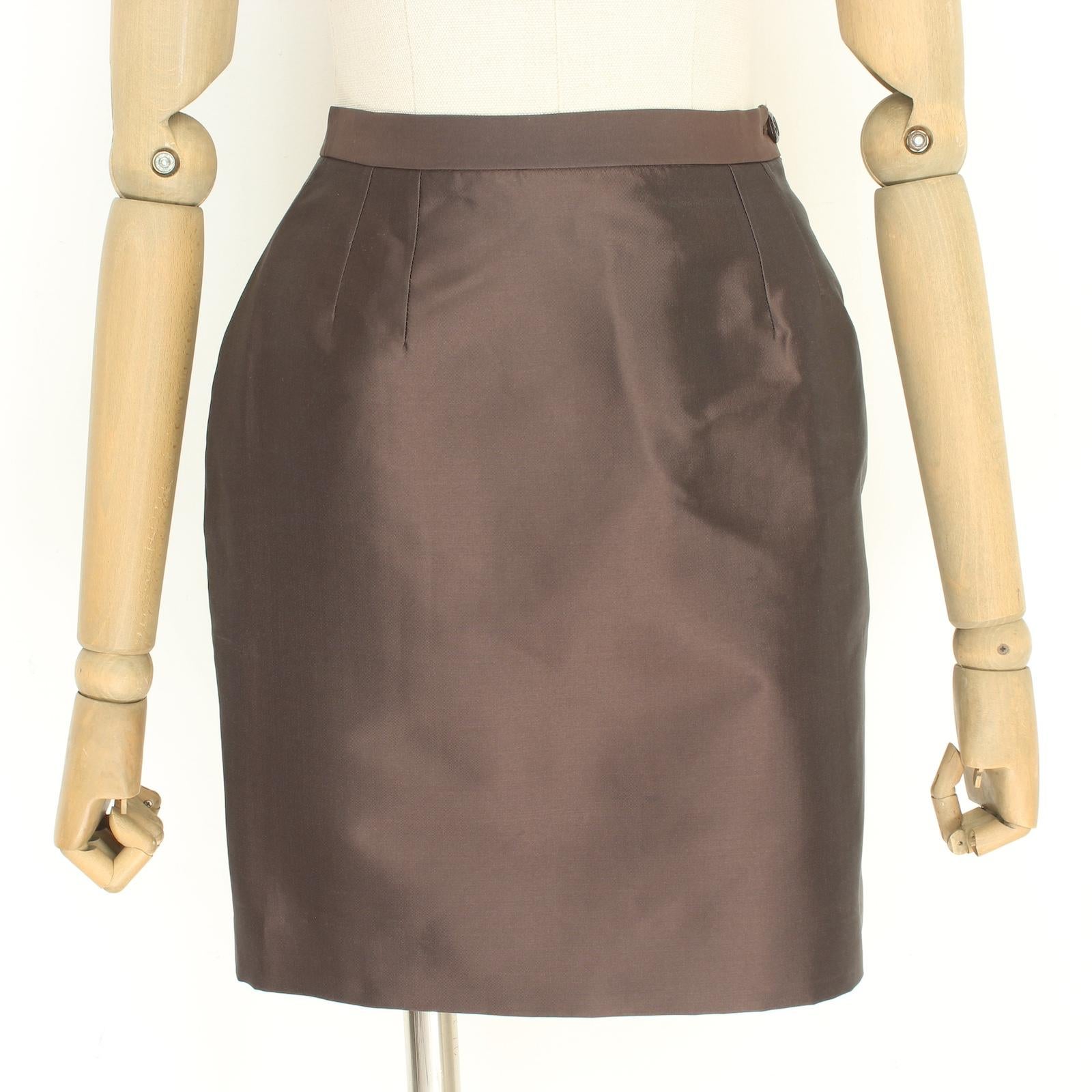Dolce & Gabbana Brown Silk Elegant Skirt Suit 2000s 4