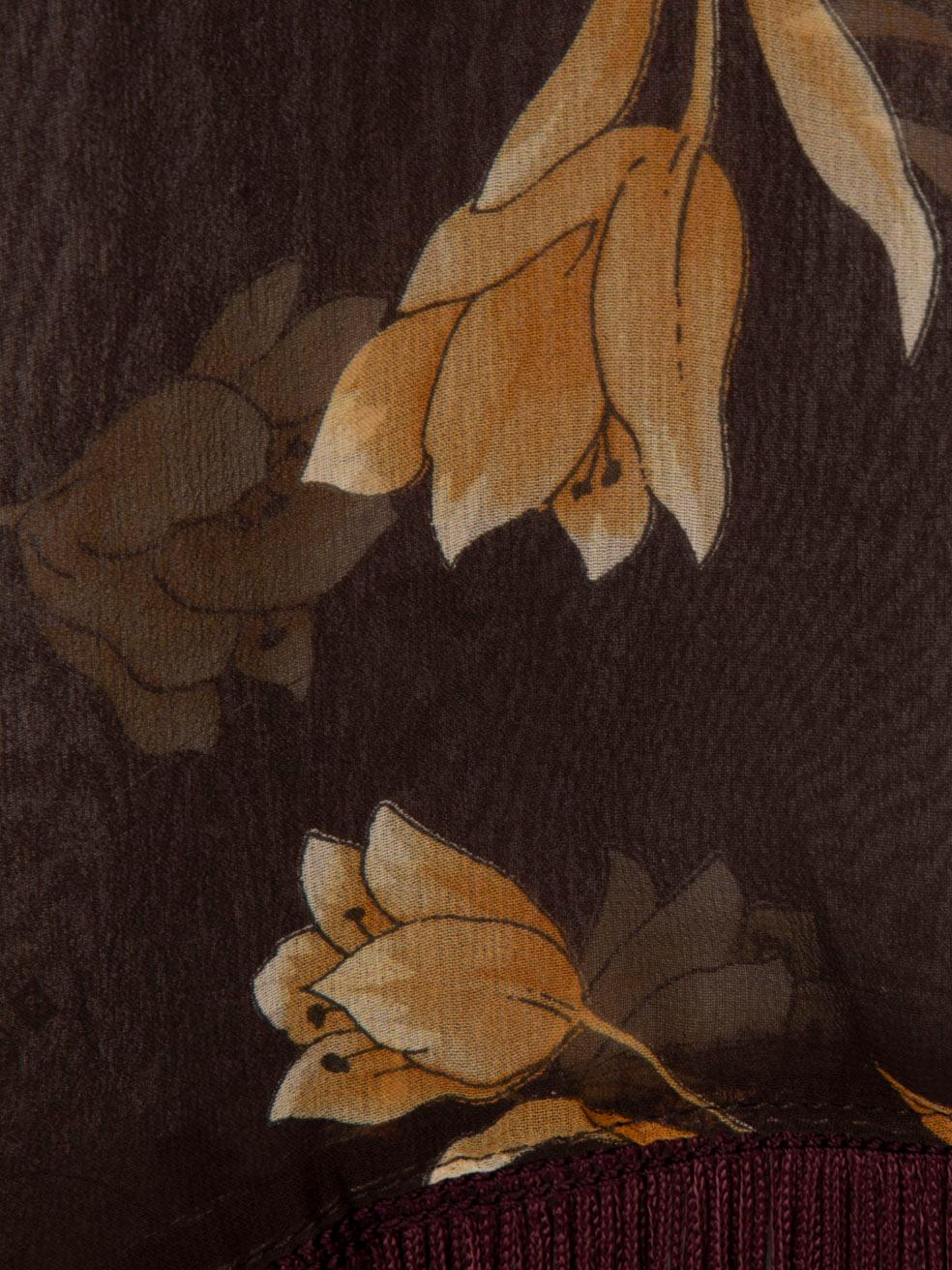 Dolce & Gabbana Brown Silk Floral Scarf For Sale 1