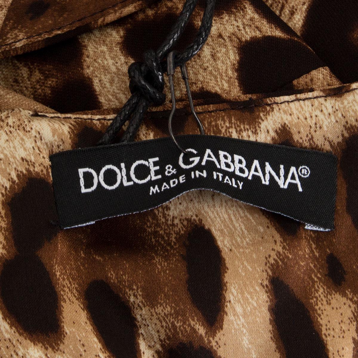 DOLCE & GABBANA - Robe fourreau sans manches LEOPARD en soie marron 46 XL Pour femmes en vente