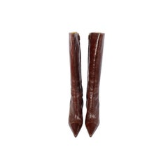 DOLCE & GABBANA brown SNAKESKIN Knee High Boots Shoes 41