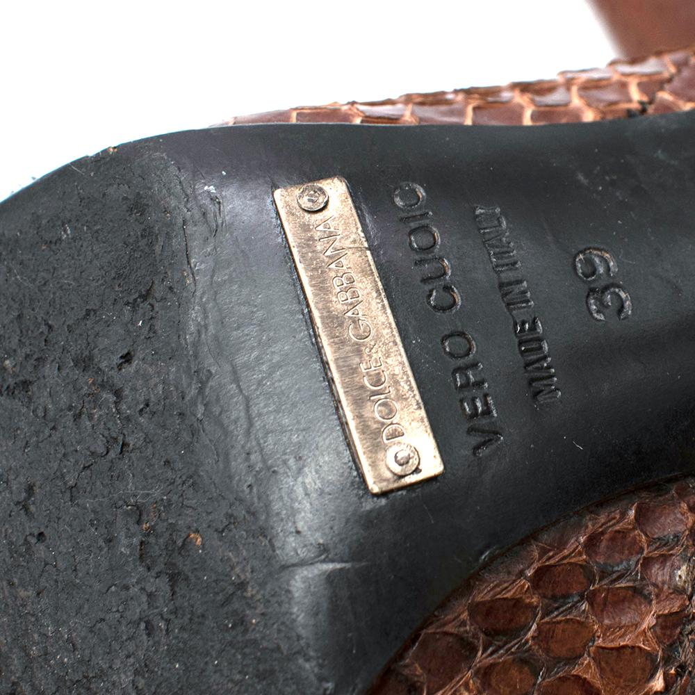 Dolce & Gabbana Brown Snakeskin & Suede Heeled Vintage Long Boots - Size EU 39 3