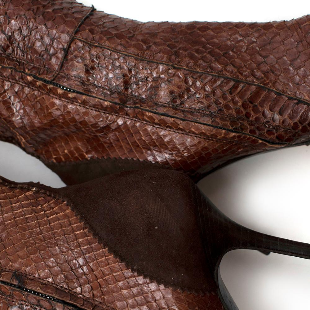 Black Dolce & Gabbana Brown Snakeskin & Suede Heeled Vintage Long Boots - Size EU 39