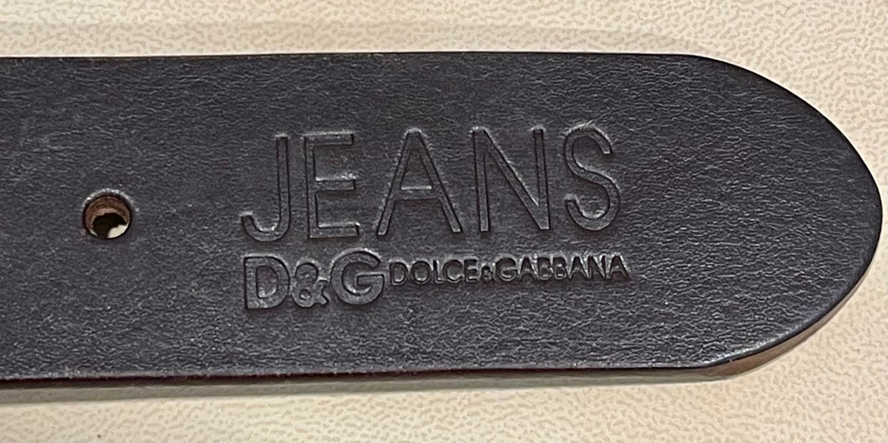 Dolce & Gabbana Brown Square Leather Buckle Belt  Unisex Size 75 For Sale 4