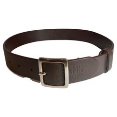 Dolce & Gabbana Brown Square Leather Buckle Belt  Unisex Size 75