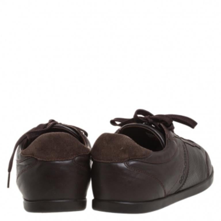 Dolce & Gabbana Brown Wildleder und Leder Low Top Sneakers Größe 44 (Schwarz) im Angebot