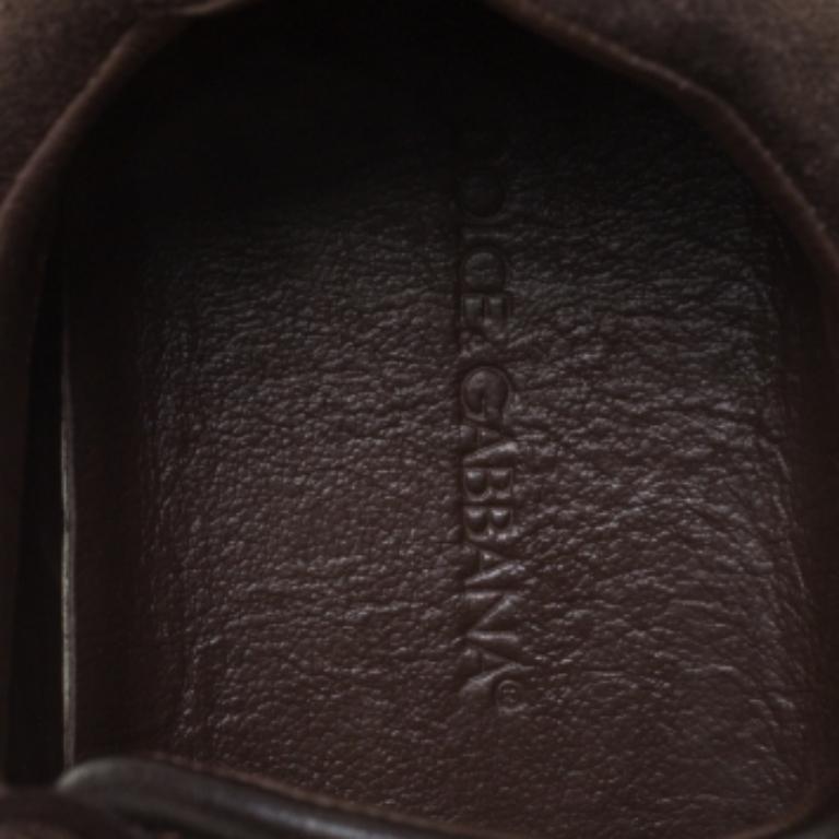 Dolce & Gabbana Brown Wildleder und Leder Low Top Sneakers Größe 44 Herren im Angebot