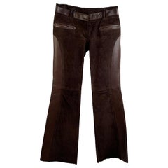 Vintage Dolce & Gabbana Brown Suede and Leather Pants Trousers