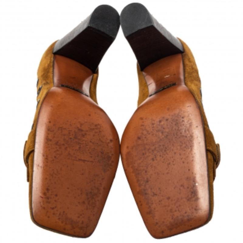 Dolce & Gabbana Brown Suede Block Heel Pumps Size 37 For Sale 3