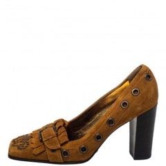 Dolce & Gabbana Brown Suede Block Heel Pumps Size 37