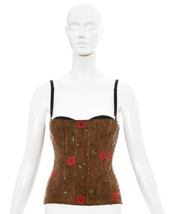 Dolce & Gabbana brown suede embellished corset, 1990s