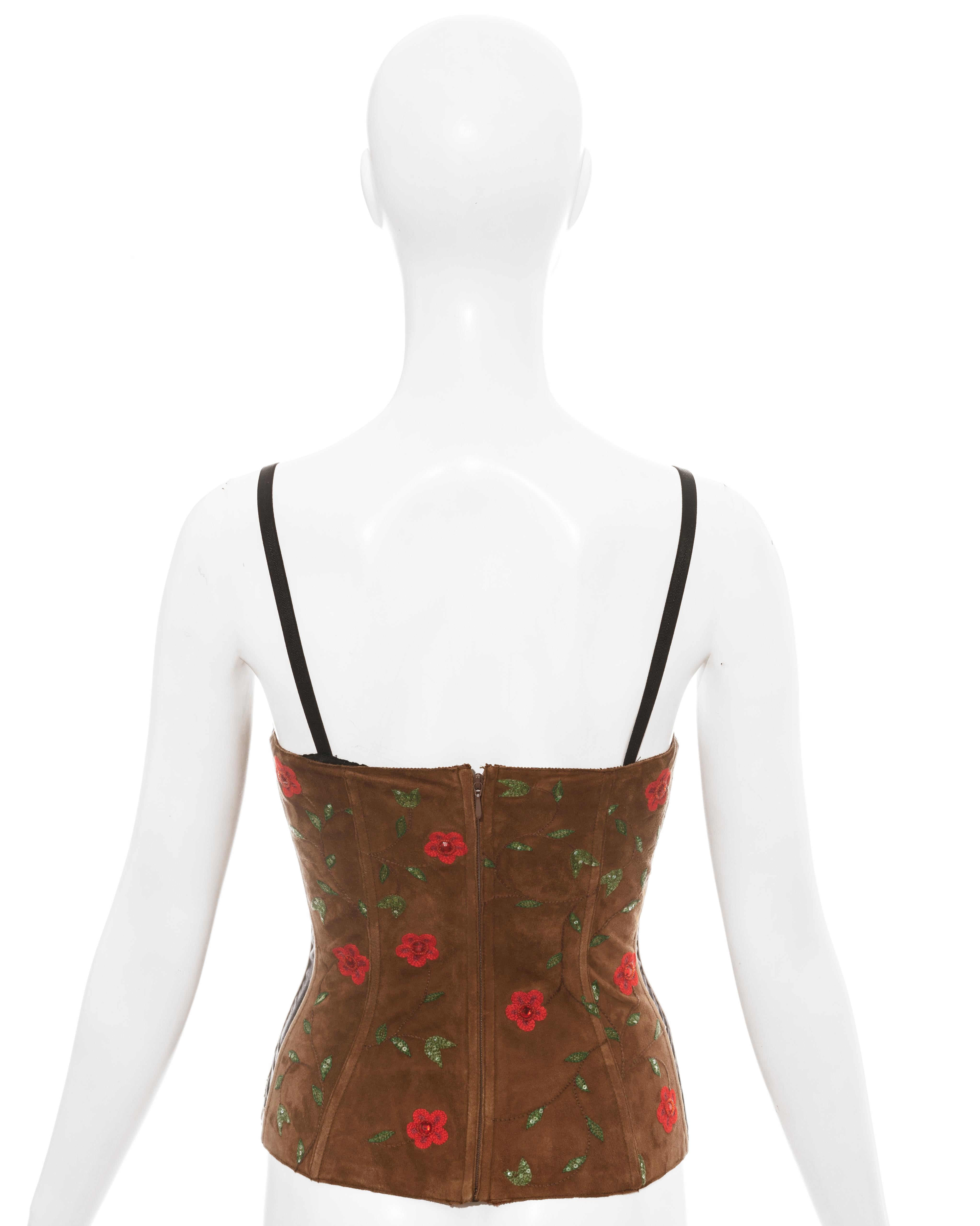 brown suede corset