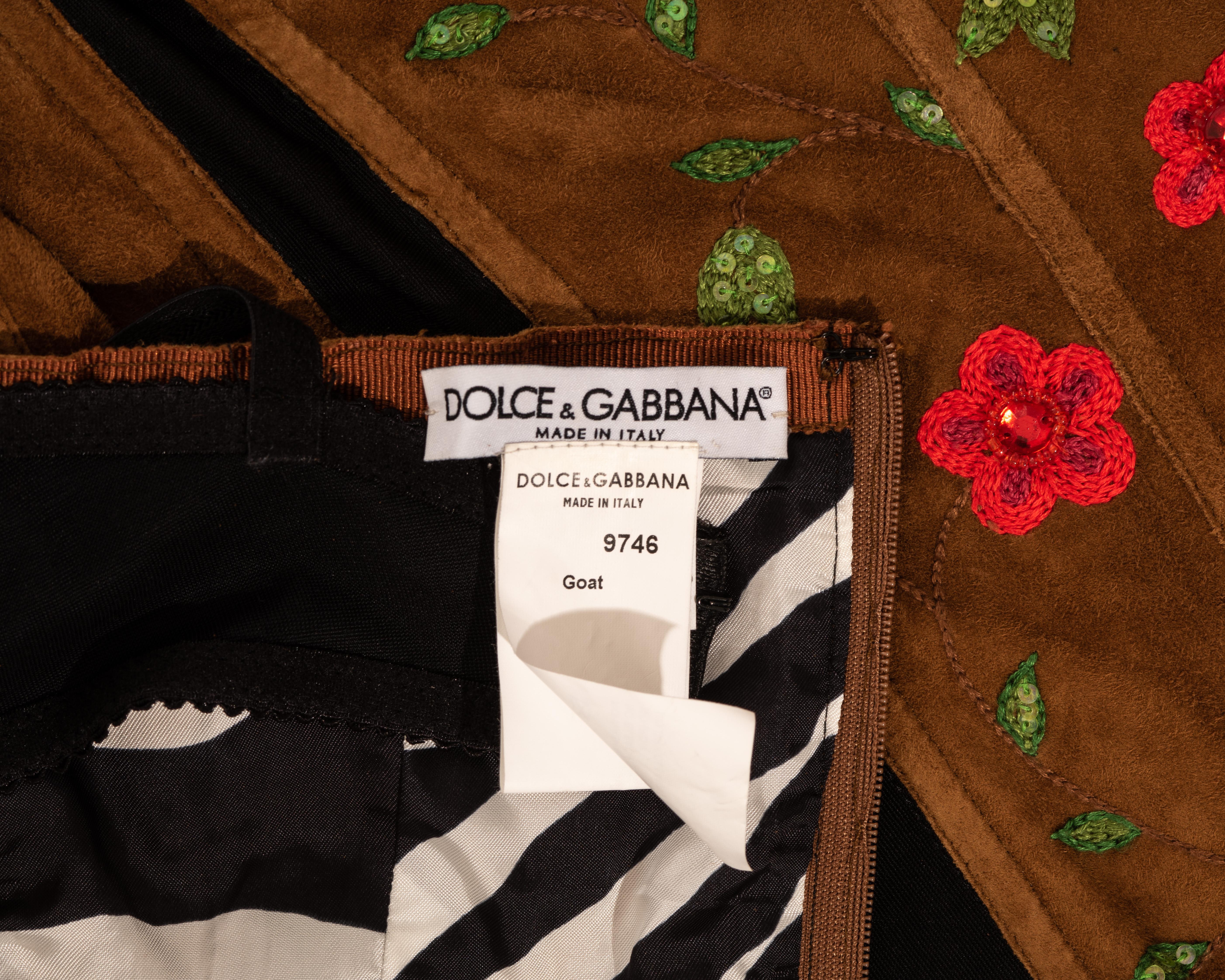Dolce & Gabbana Korsett aus braunem Wildleder mit Verzierungen, 1990er Jahre 1